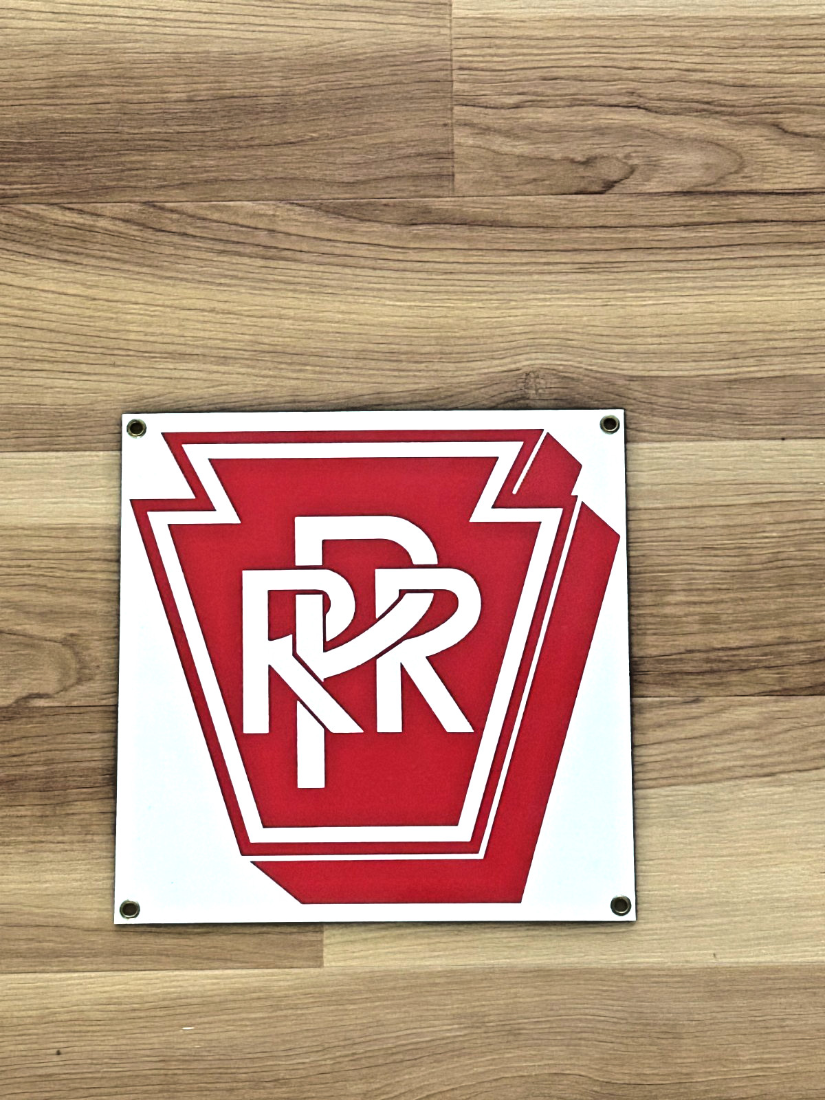 ANDE ROONEY Porcelain Enamel Sign PENNSYLVANIA PRR PENN Railway Sign 8.5\