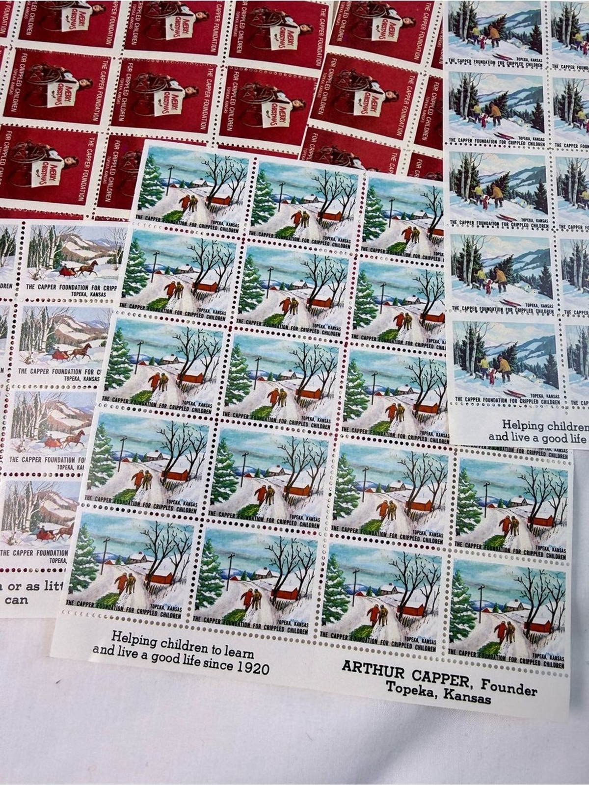 Vintage Winter Arthur Capper “Cinderella” Stamp Sheet