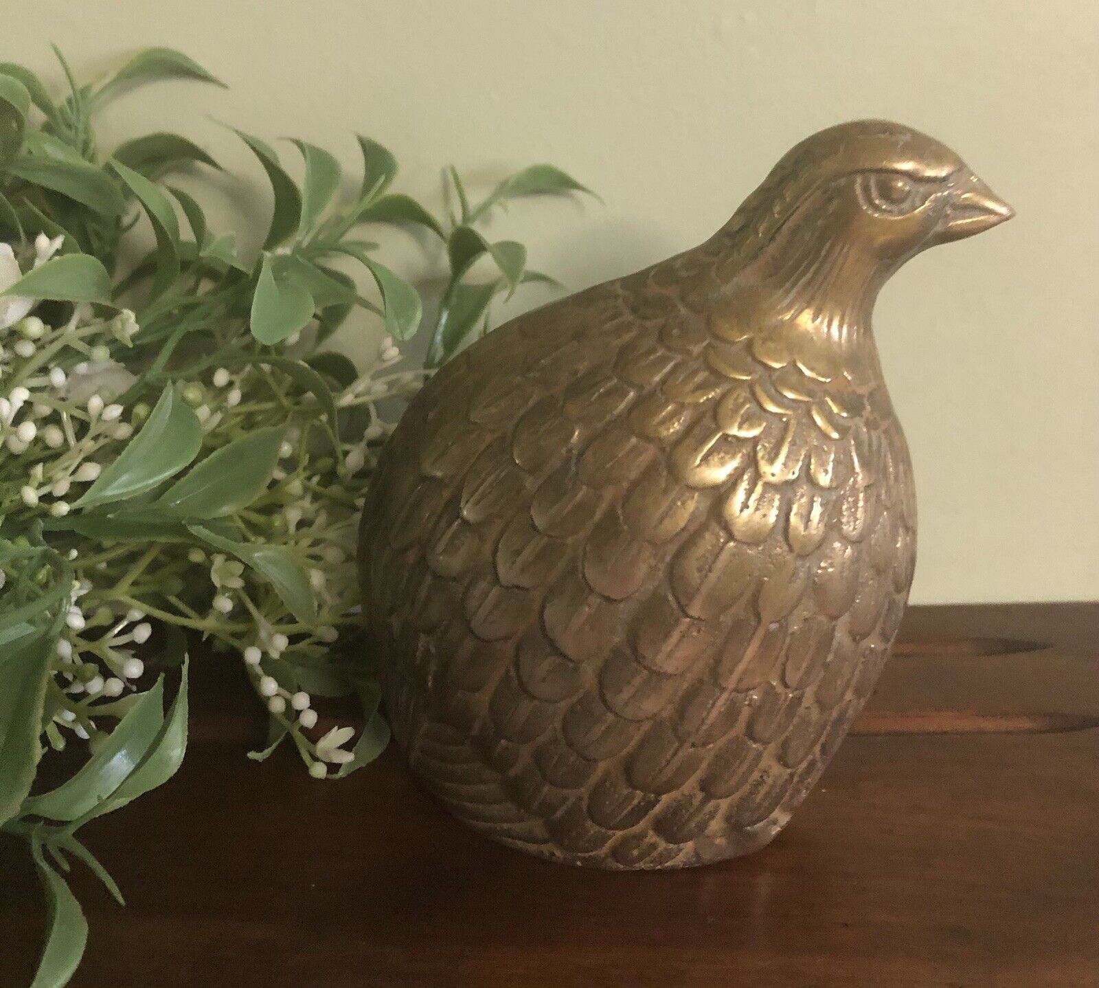 Vintage Brass Quail Patridge Grouse Bird Mid Century Modern Figurine Paperweight
