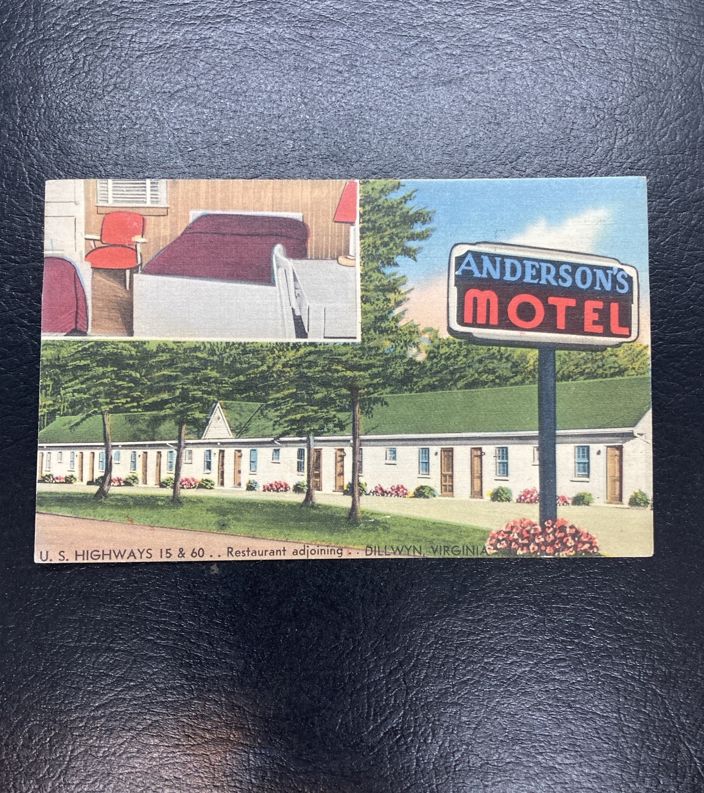 Dillwyn, VA 1940 Linen Postcard: Anderson\'s Motel - Virginia Posted