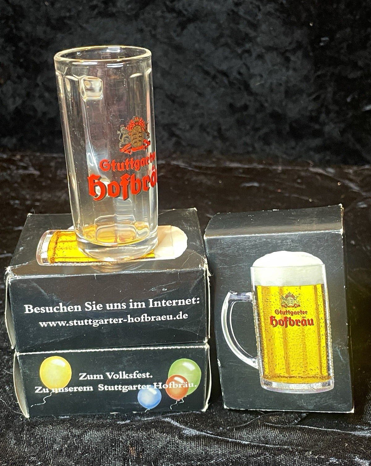 Vintage Stuttgarter Hofbrau Mini Beer Mug Shot Glasses Germany Boxed Set of 3