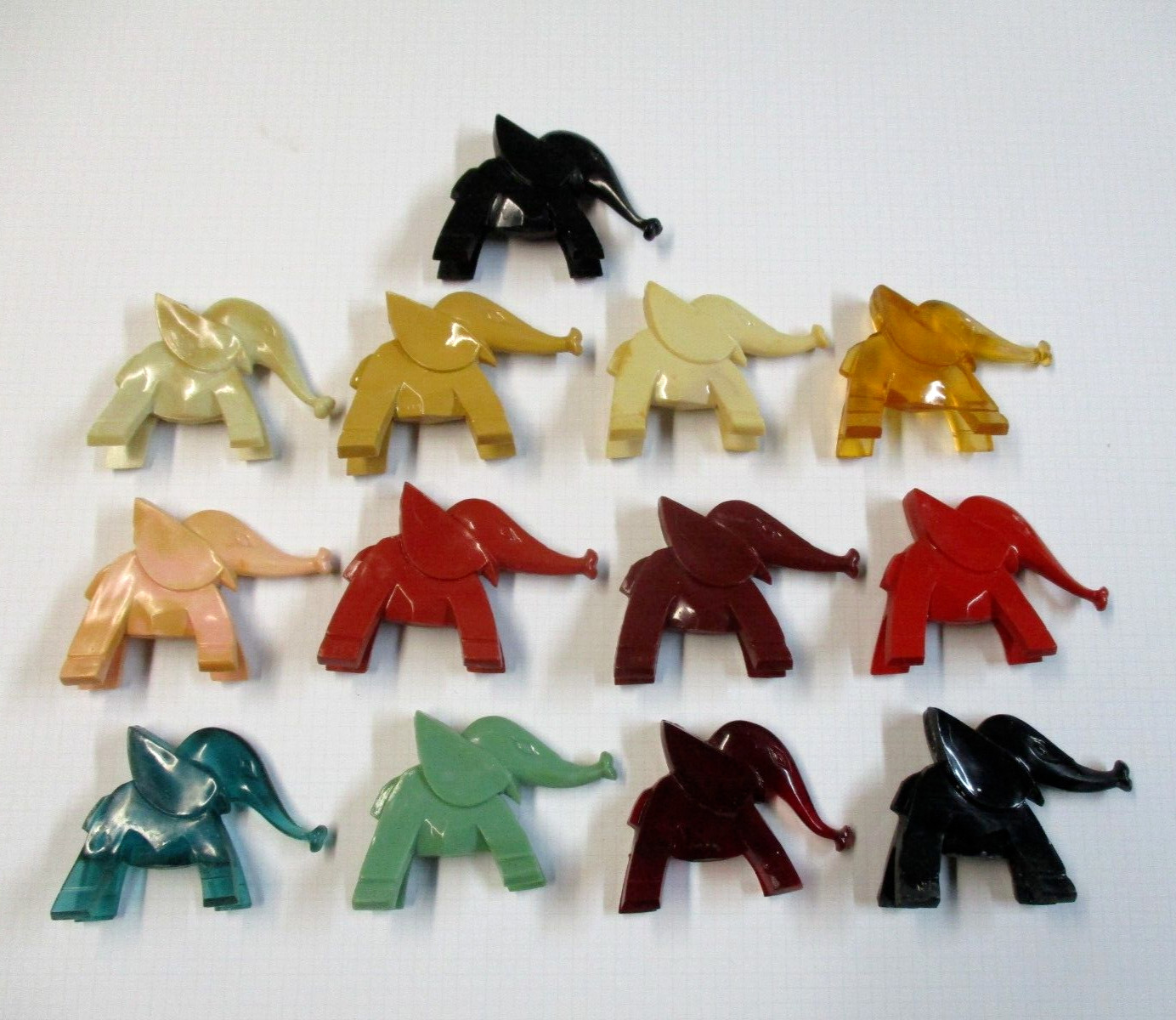 Vintage Nosco Don Manning Art Deco Lucite Elephants Opaque & Translucent Lot
