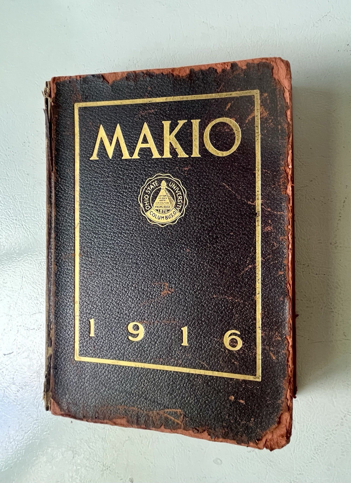 Vintage 1916 Makio Yearbook Ohio State University OSU Antique Leather Hardcover