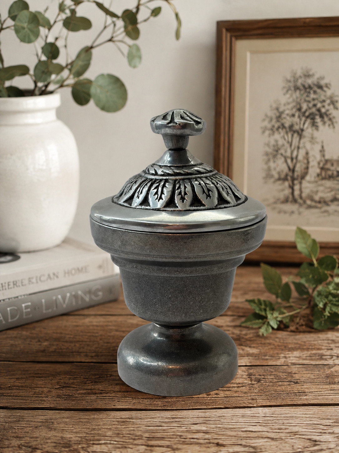 Vintage Pewtarex Pewter Lidded Canister Urn 7.5\