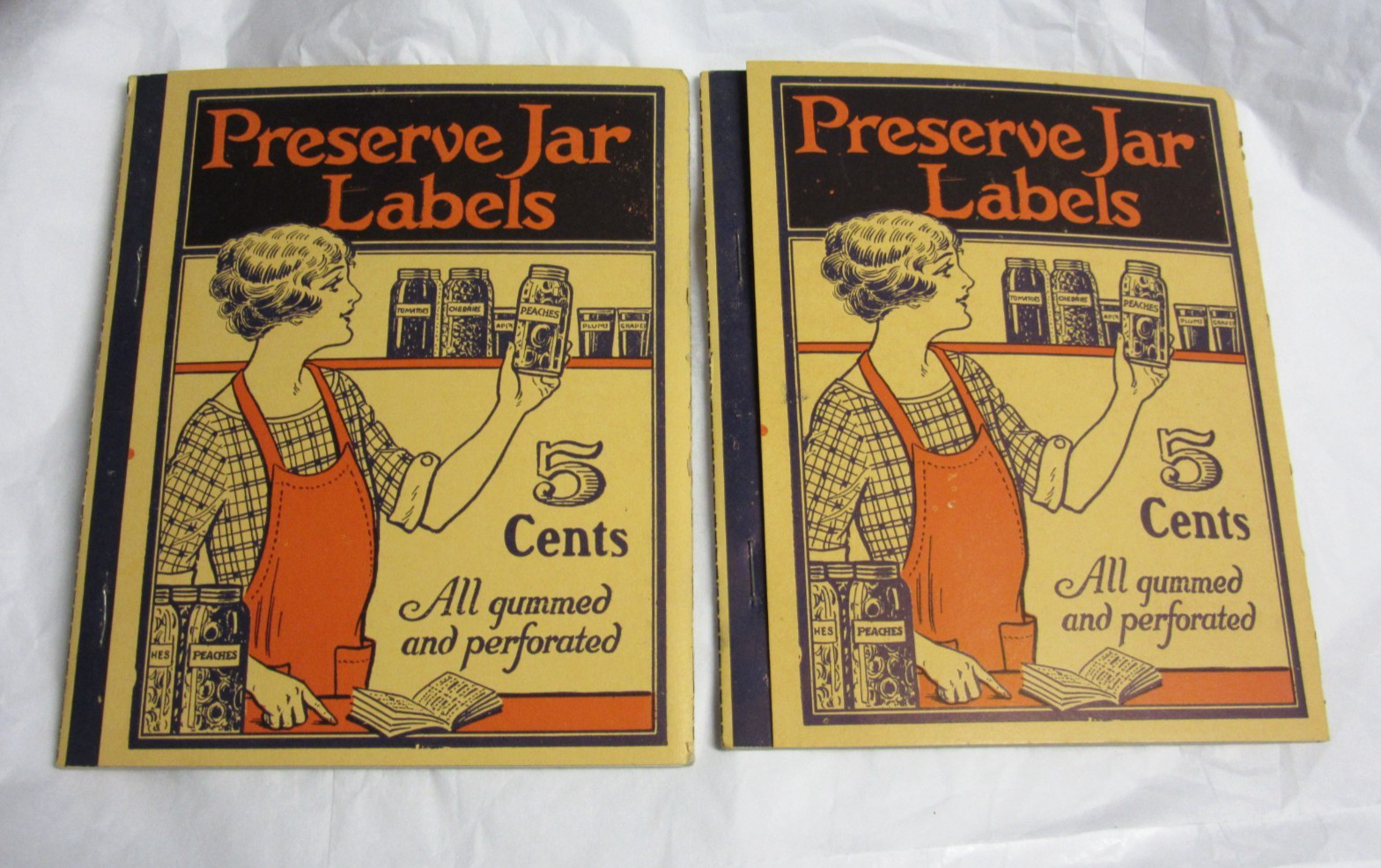 VTG LOT OF 2 NOS PRESERVE JAR LABELS BOOKLET GUMMED & PERFORATED 5 CENTS