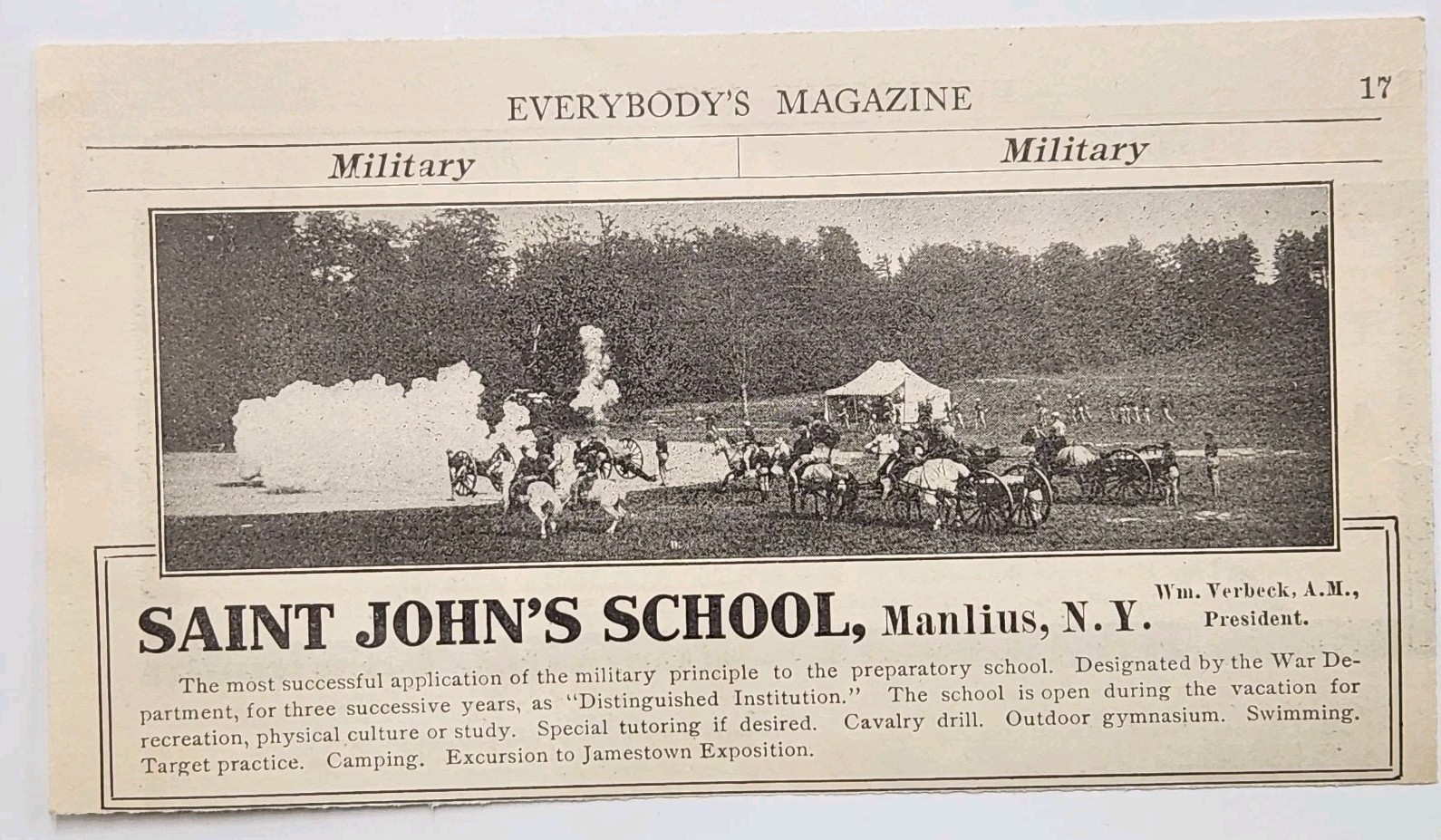 1907 Saint John\'s School Military War Dept. Original Print Ad 1900\'s Manlius NY