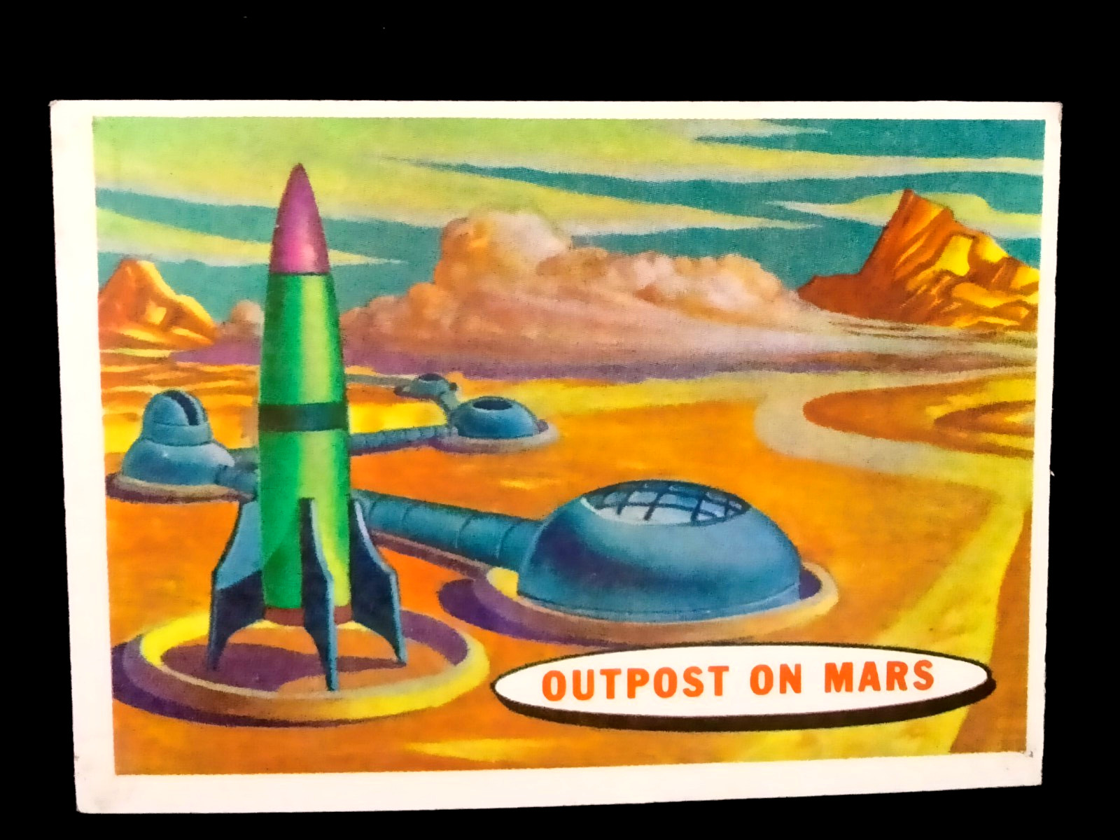 SPACE CARD #75 salmon/pink back Topps 1950\'s/1960\'s OUTPOST ON MARS