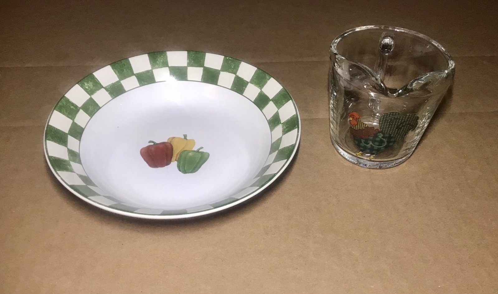 Vintage Sakura 7.5” Peppers Bowl Anchor 8oz Rooster Measuring Cup Country Decor