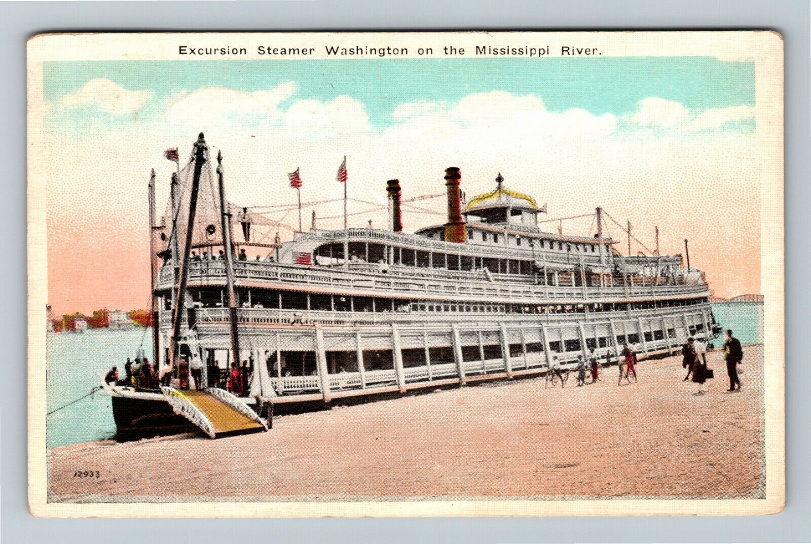 Excursion Steamer Washington On The Mississippi River, Vintage Postcard