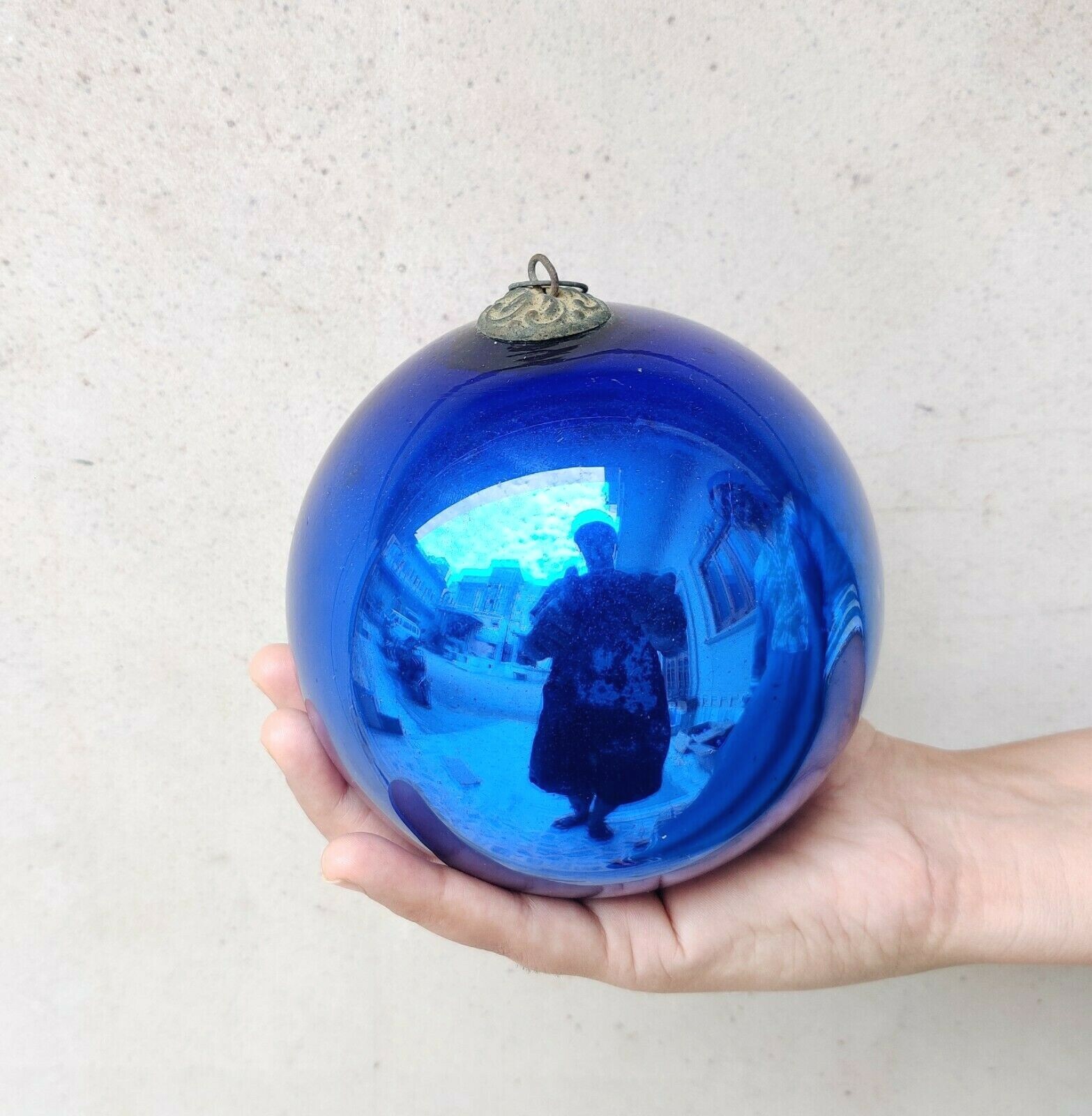 Antique Kugel Cobalt Blue Christmas Ornament Glass Ball 5\