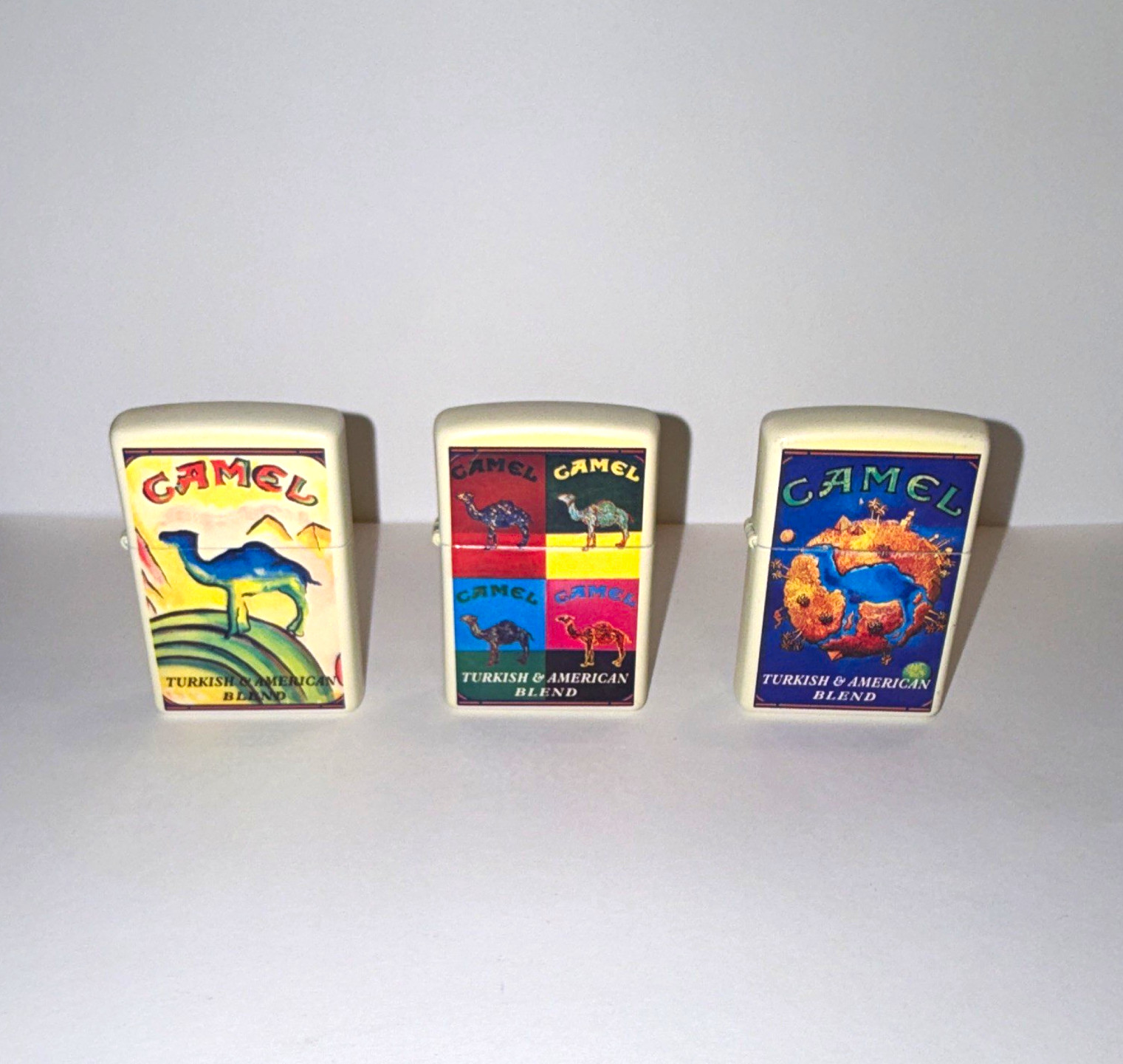 Camel Turkish & American Blend collectible flip-top lighters lot of 3 year 2005