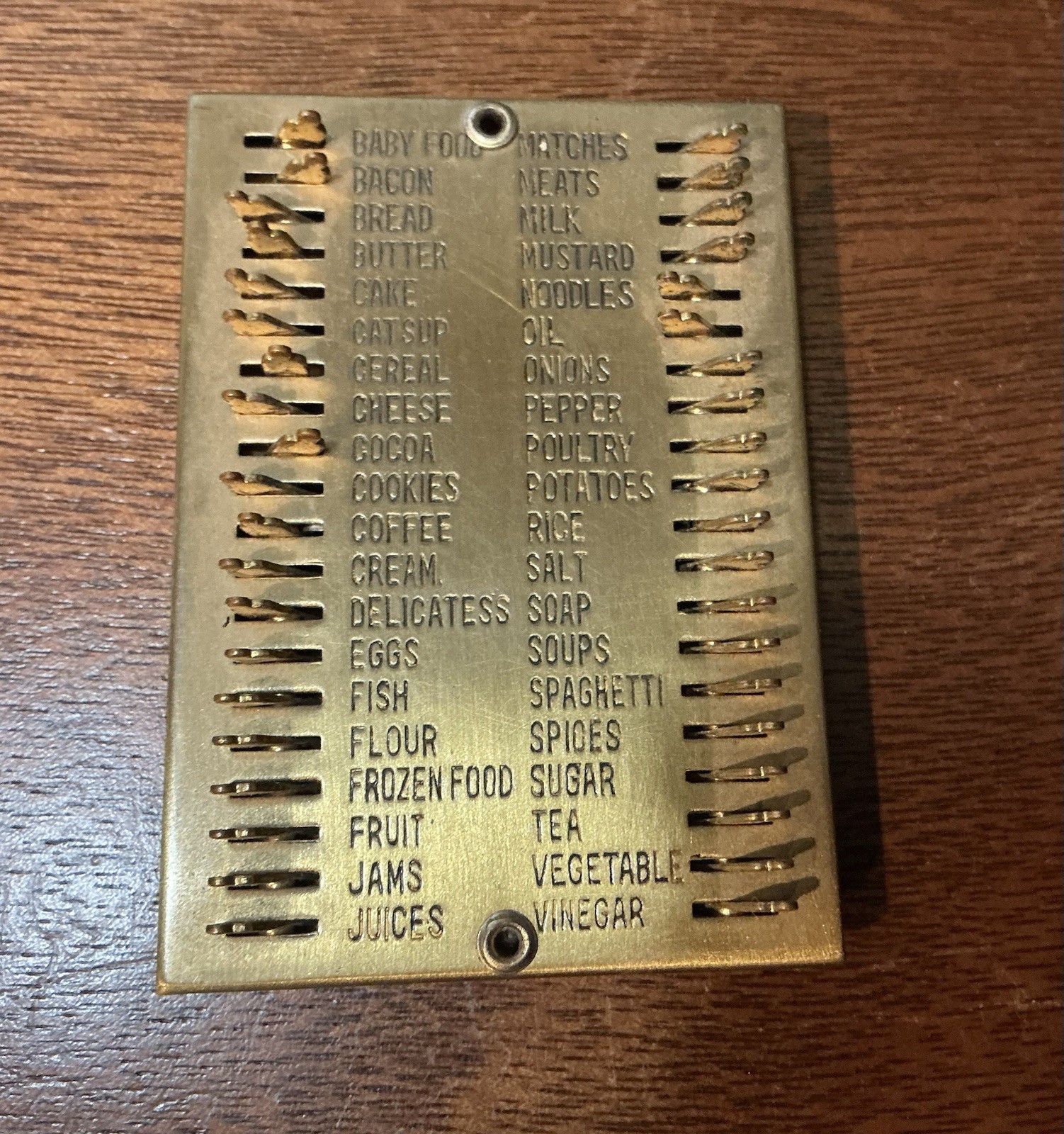 Giftcraft Vintage Brass Metal Grocery Shopping List Reminder