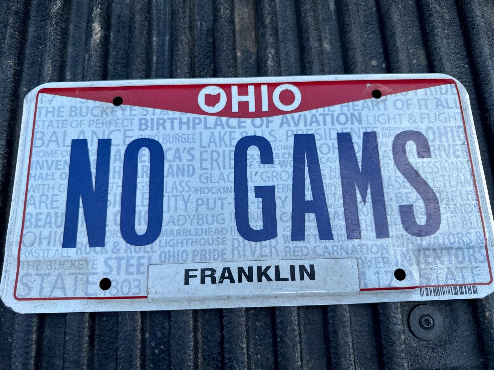 MAN CAVE METAL Ohio state vanity LICENSE PLATE  NO GAMS personalized