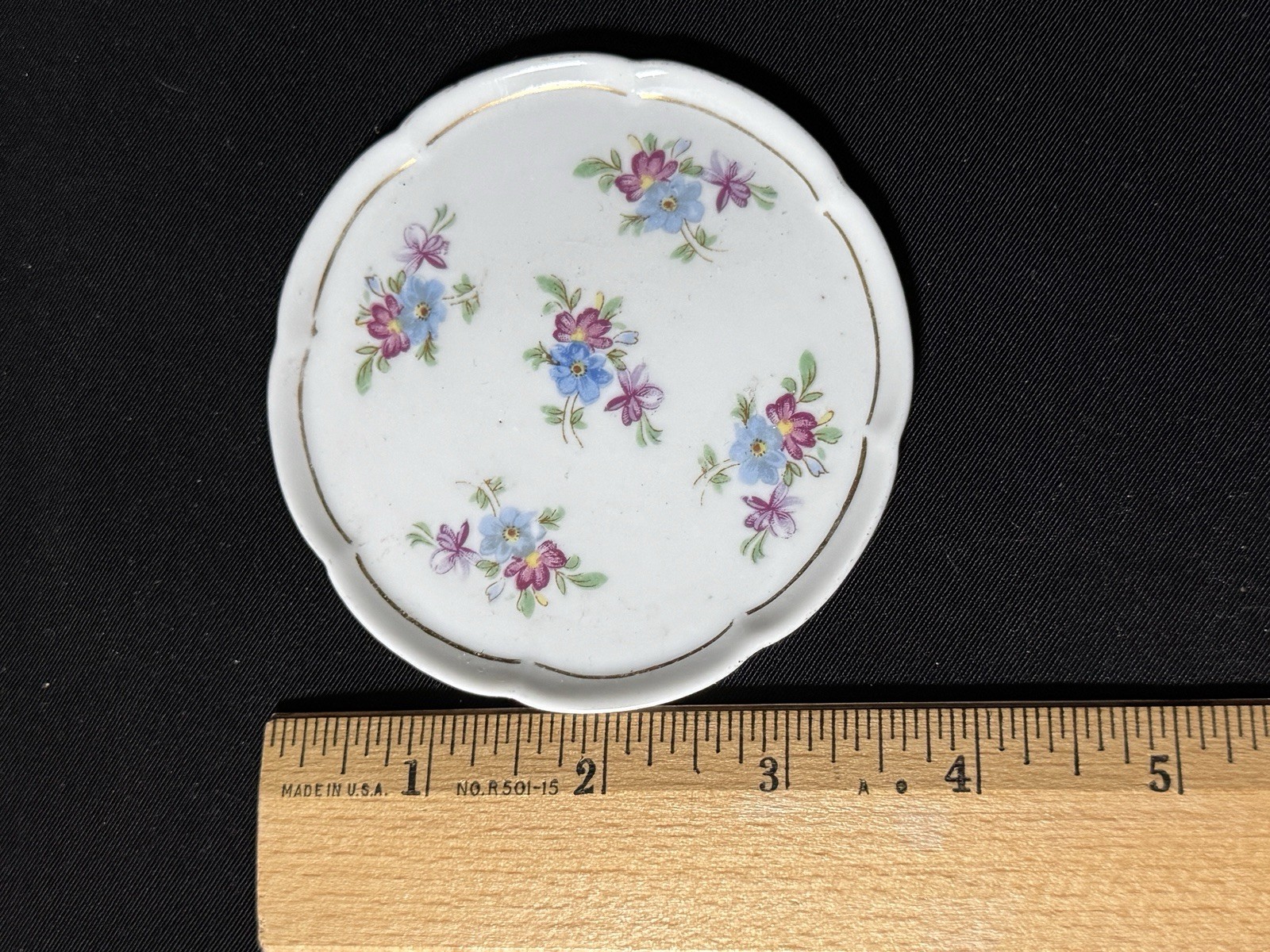 Vintage Mini Saji Fancy China Blue Pink Trinket Dish Made in Japan 3.5\