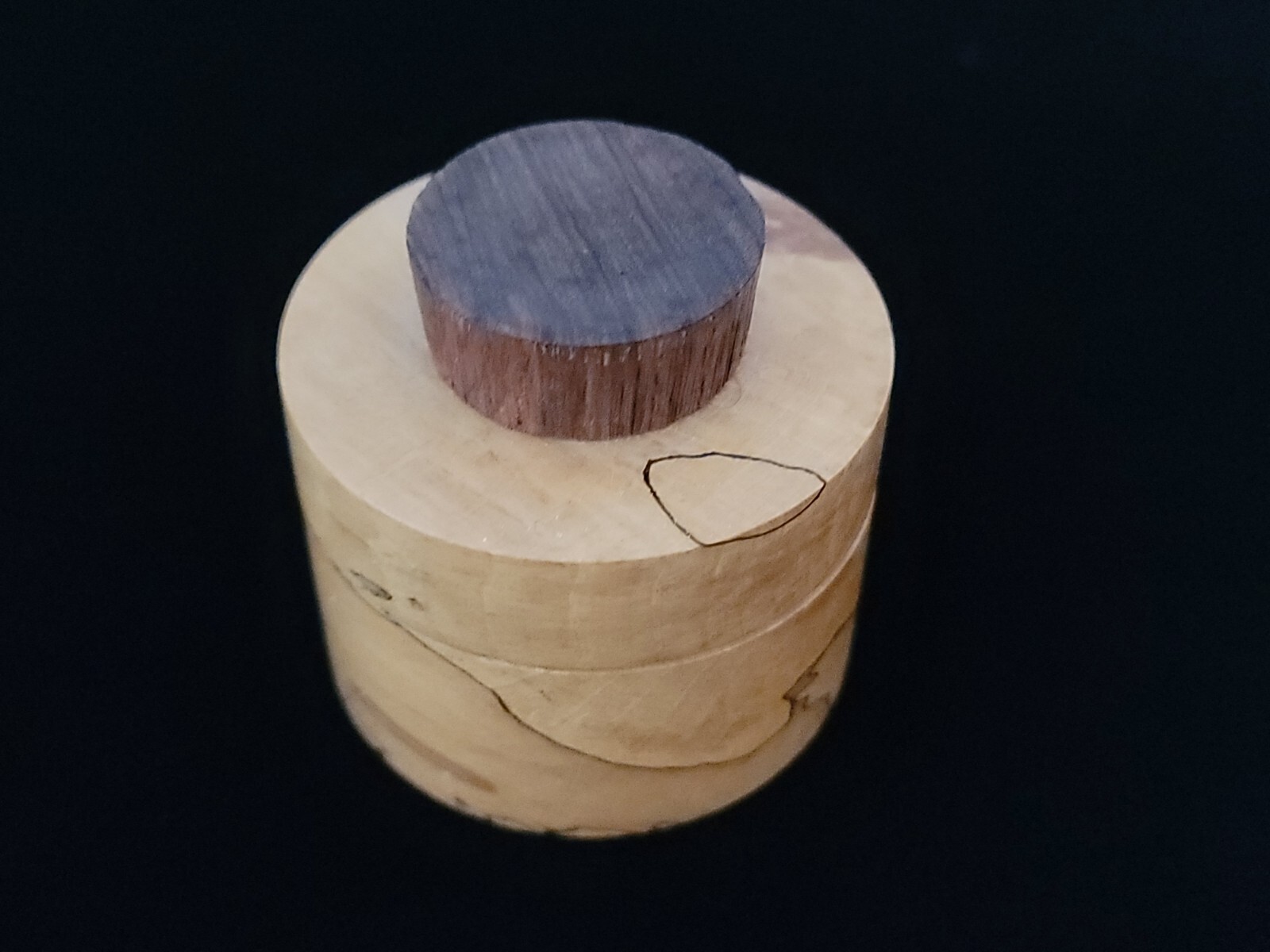 1999 Vintage British Studio Exotic Hand Turned Spalted Beech Wood Wooden Box UK