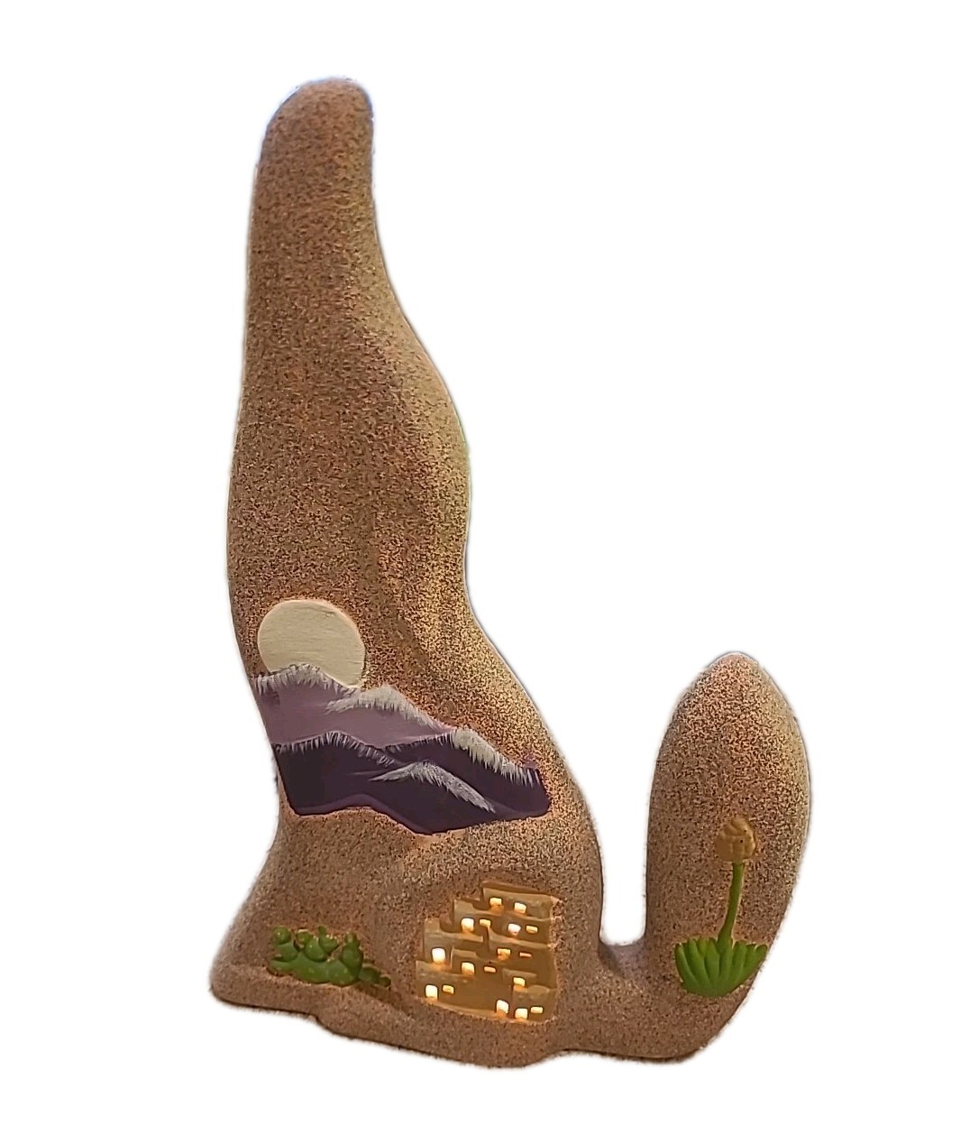 Howling Coyote Illuminated Vintage Ceramic Pottery