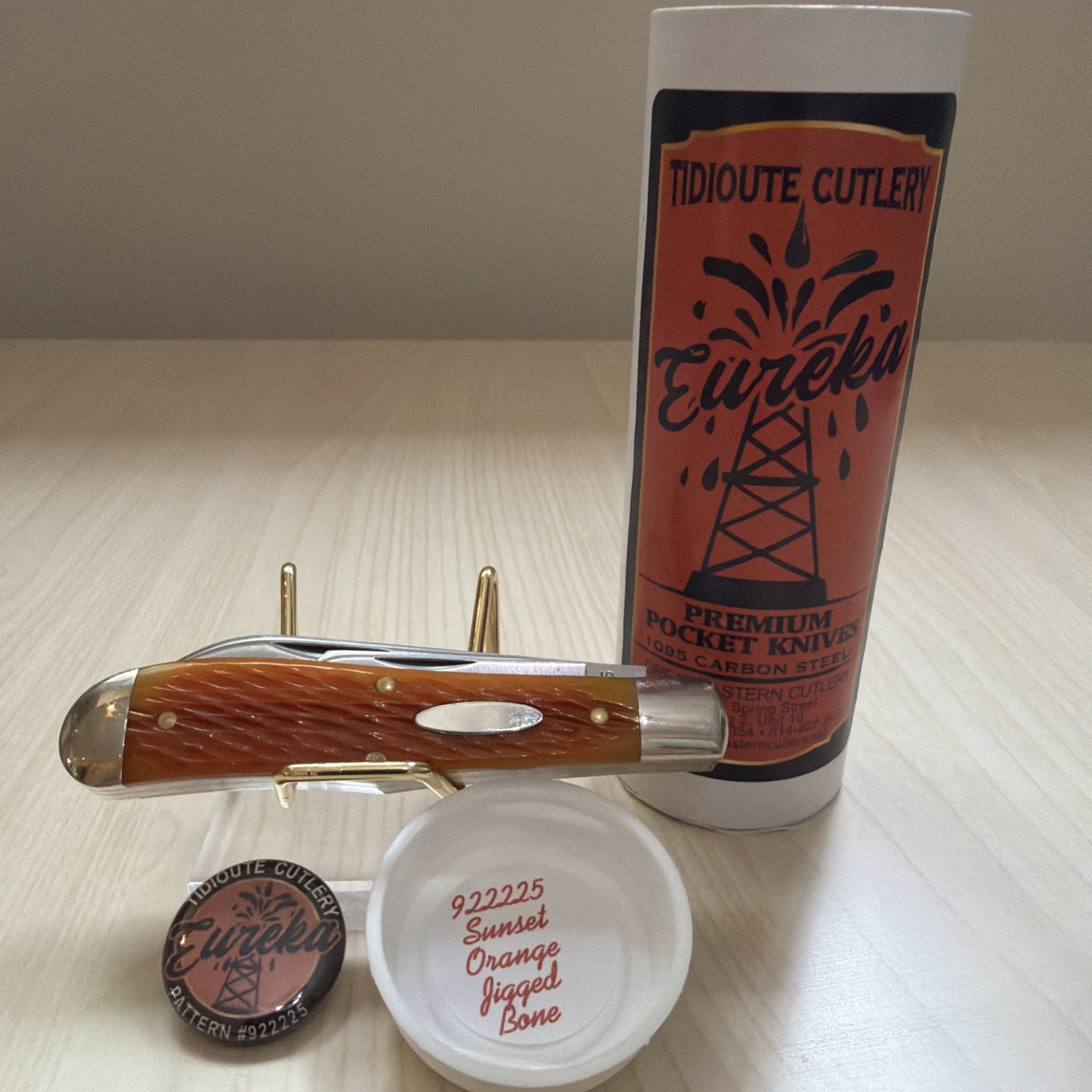 NEW GEC Great Eastern Cutlery #922225 Sunset Orange Jigged Bone