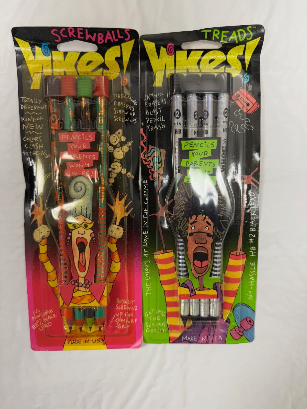 Yikes HB #2 Black Lead Pencils Vintage Treads & Screwball (Pack of 2)