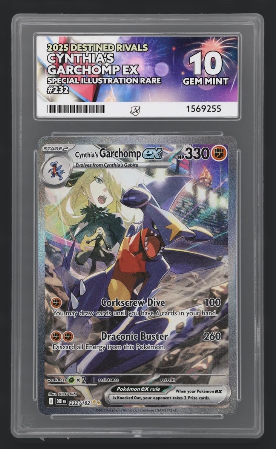 Pokémon TCG Cynthia's Garchomp EX Card 232/182 Destined Rivals Ace 10