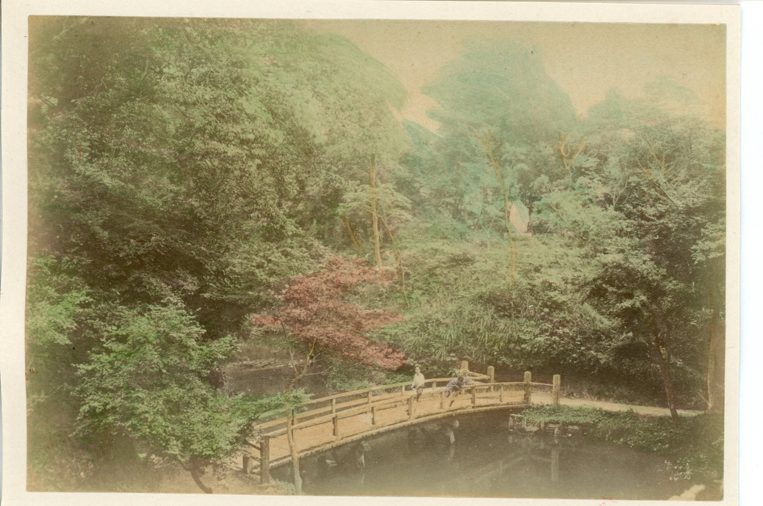 Japan, Japanese Garden, photo attributed to Esaki Reiji Vintage Albumen Print. 