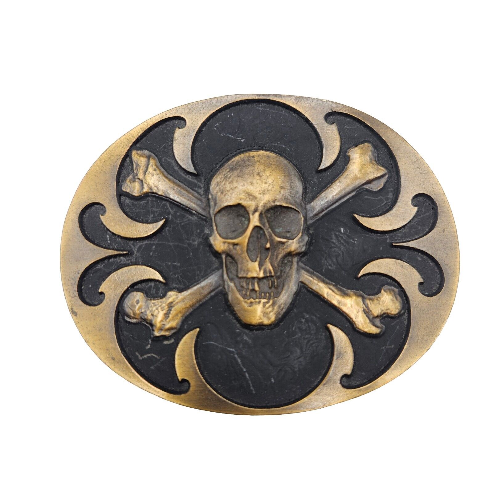 Skull & Crossbones Montana Silversmiths Belt Buckle Vtg. Made In The USA