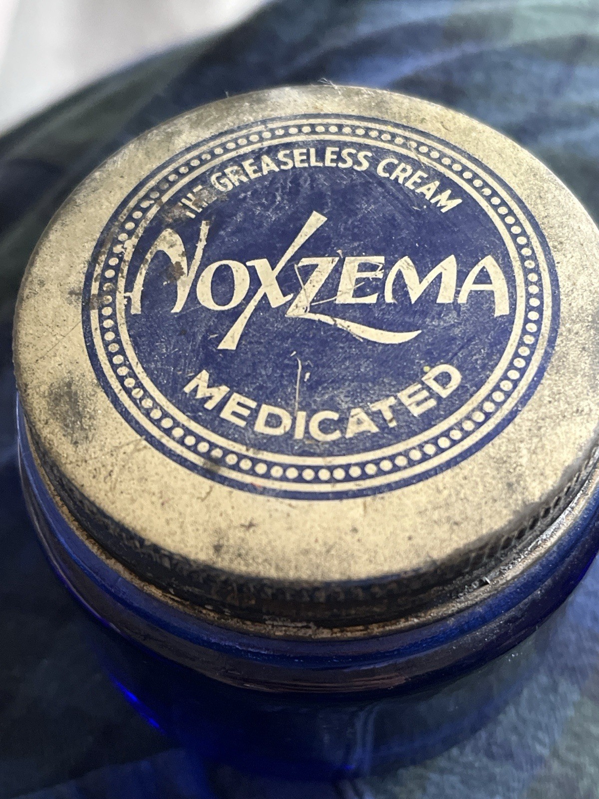 WWII Noxzema Glass Jar With Lid Vintage Antique Beauty Vanity