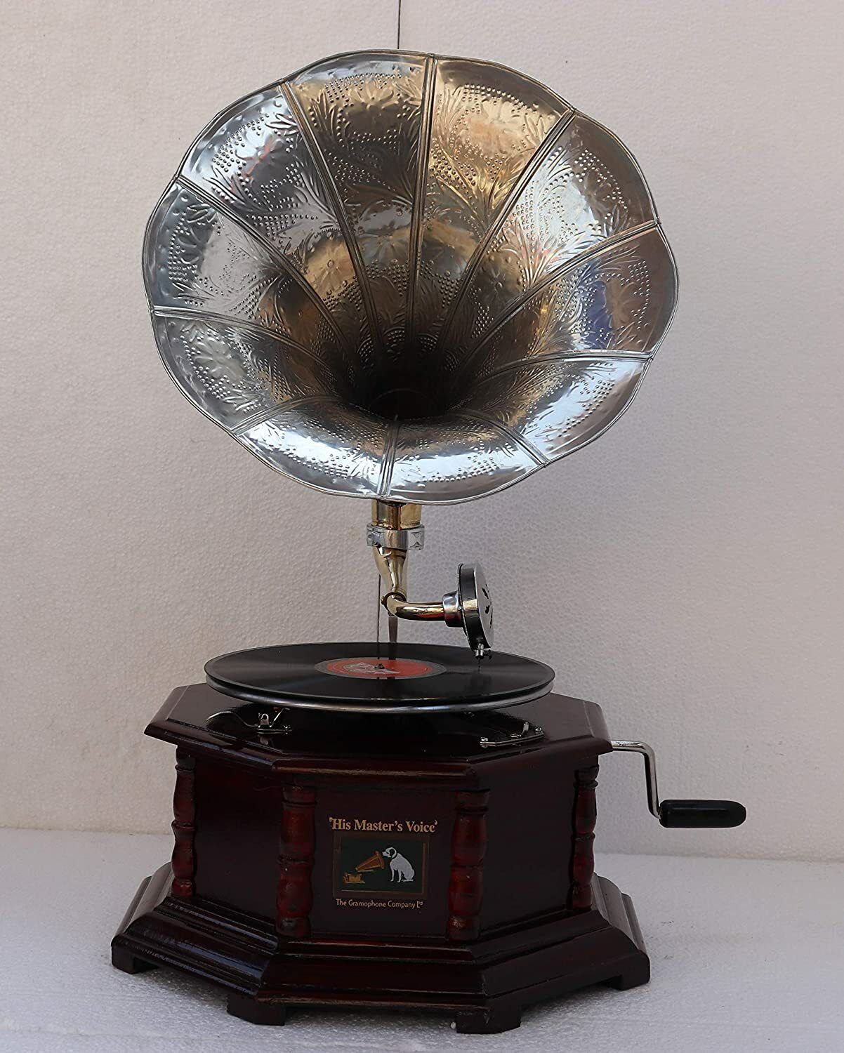 Beautiful Brass Working Gramophone Special embroidered Gramophone Music Player