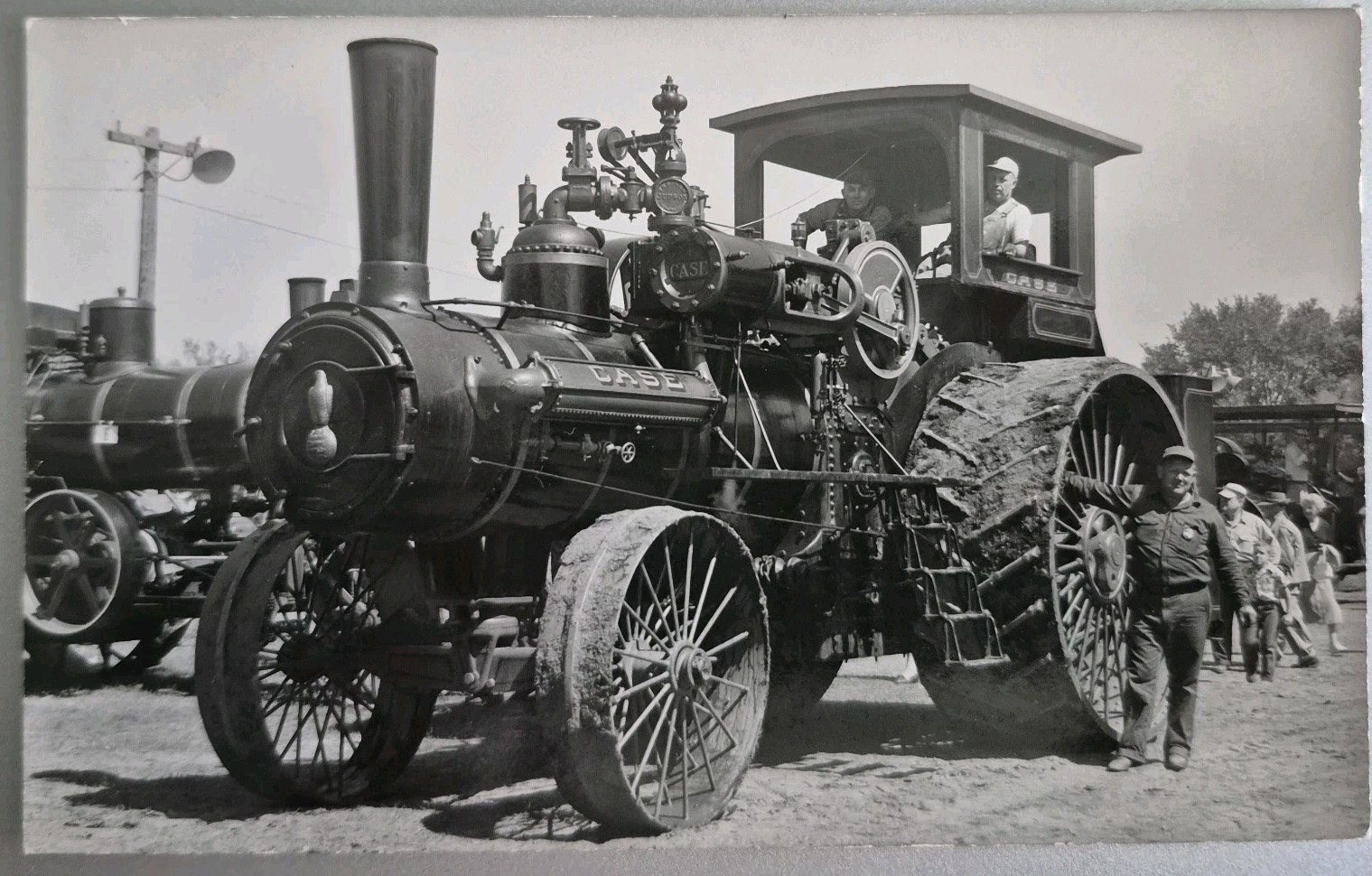Vintage RPPC Photo Postcard CASE 110hp Steam Traction Engine Show Exhibition