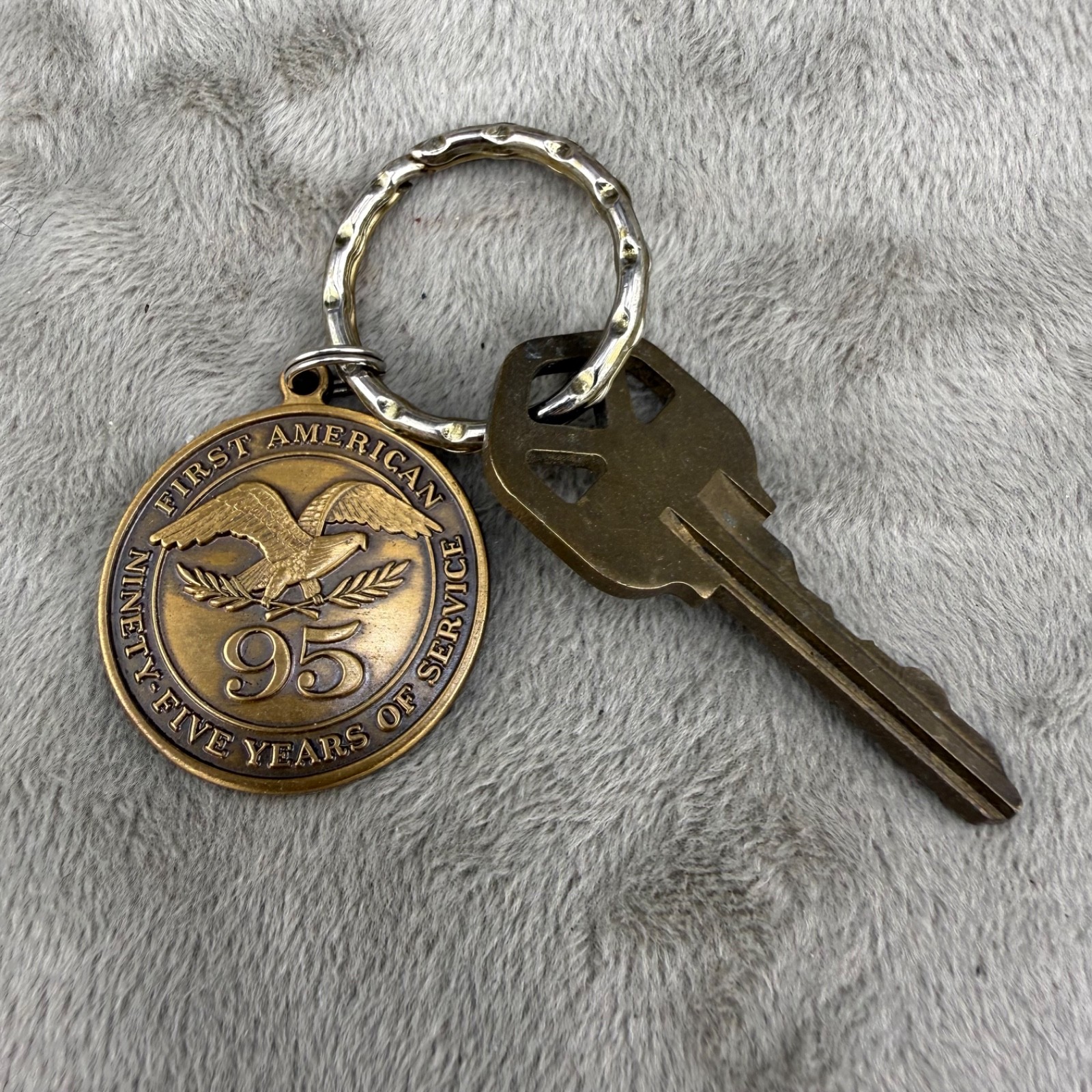 Vintage First American Title Insurance Company Keychain Brass Eagle 95 Years
