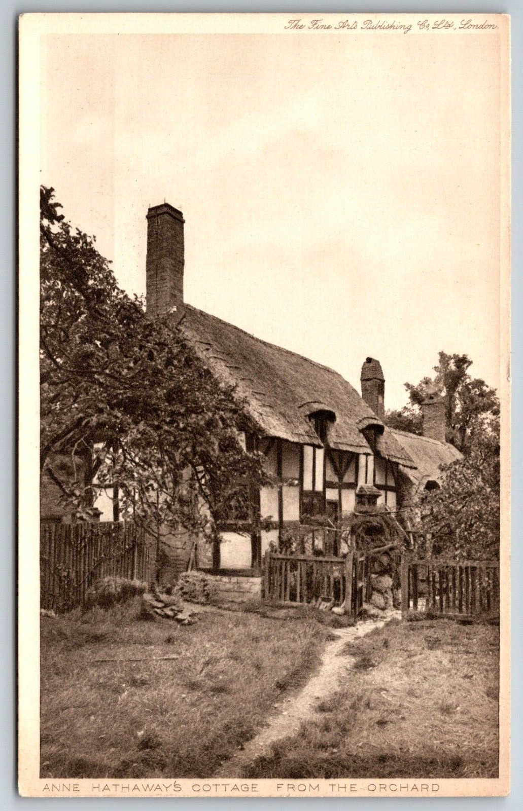 Anne Hathaways Cottage from the Orchard England UK Fine Arts Pub  Postcard