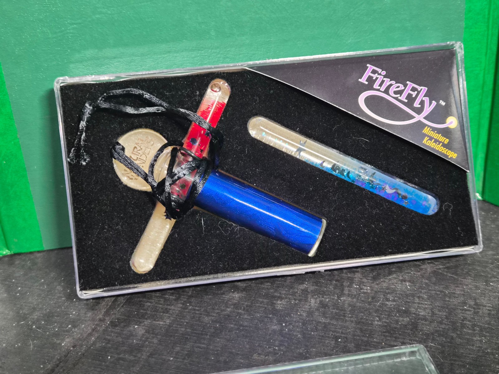 Vintage Firefly WildeWood Miniature Kaleidoscope With Case Red Blue