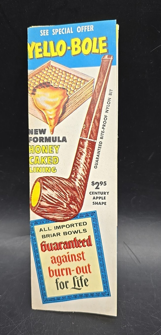 Vintage Yello-Bole Tobacco Pipe Honey Cured Smoke Brochure Sales Ad Vintage Yello-Bole Tobacco Pipe Honey Cured Smoke Brochure Sales Ad