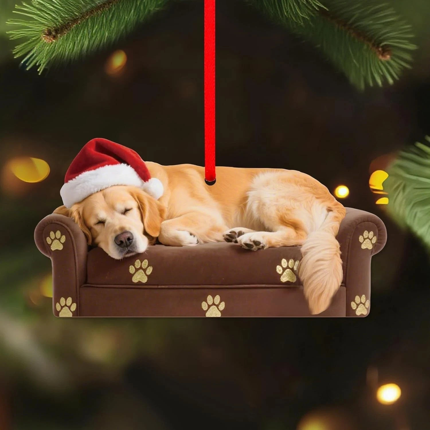 Sleepy Golden Retriever Ornament - 3.54\'\'X1.8\'\' Arcylic Dog Ornament for Christm