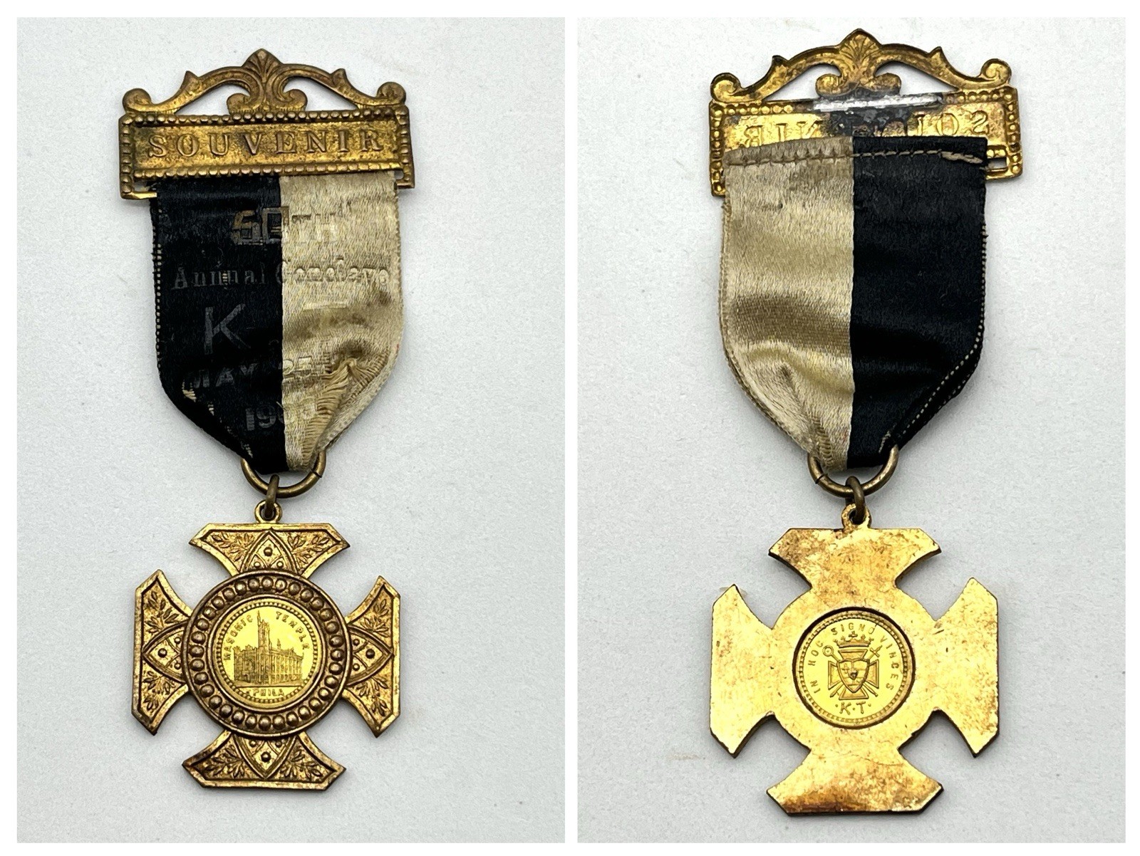 Antique 1902 Knights Templar Souvenir Badge Medal 50th Annual Conclave