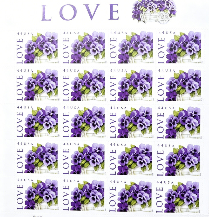 2010 LOVE Purple Pansies Collector USPS .44 Cent Scott #4450 MNH - 100 PCS TOTAL