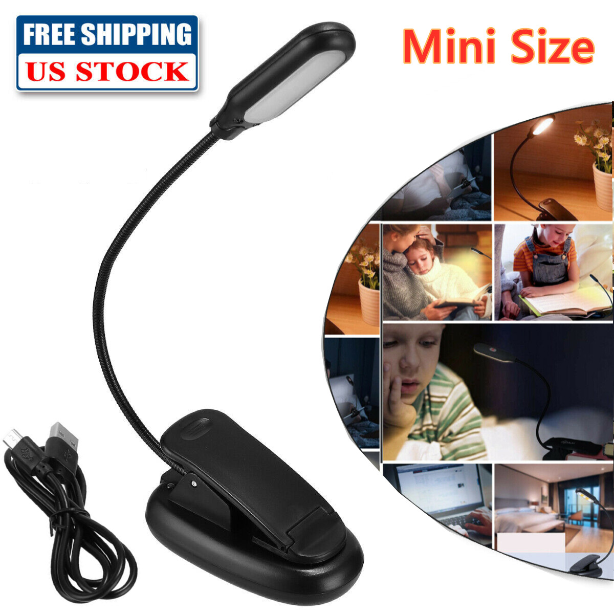 Mini LED Light,Clip On Lamp Reading Book/Desk/Table/Travel Light,USB Rechargeabl