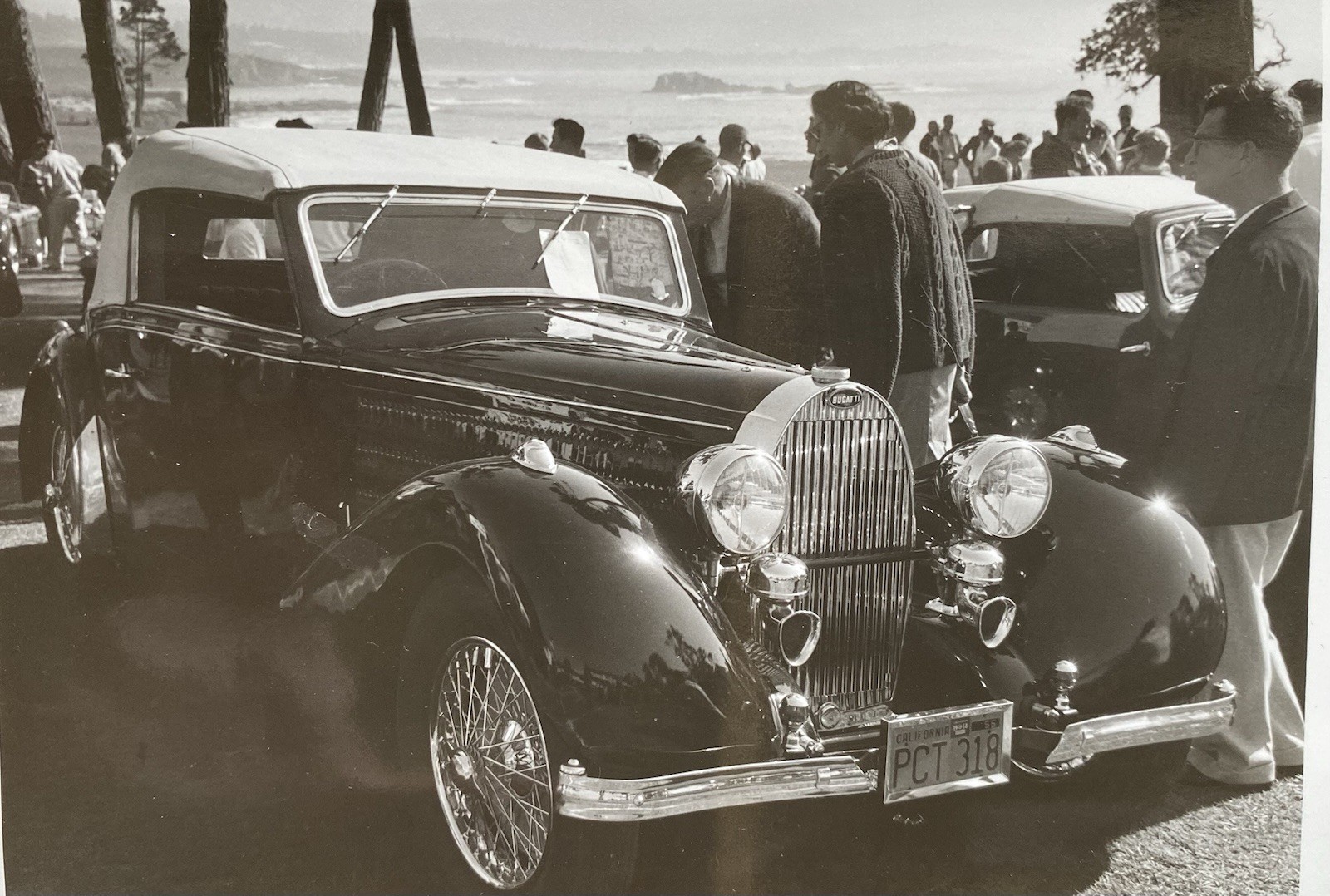 Bugatti Convertible Pebble Beach 1950s Luxury Car Show Vintage Photo