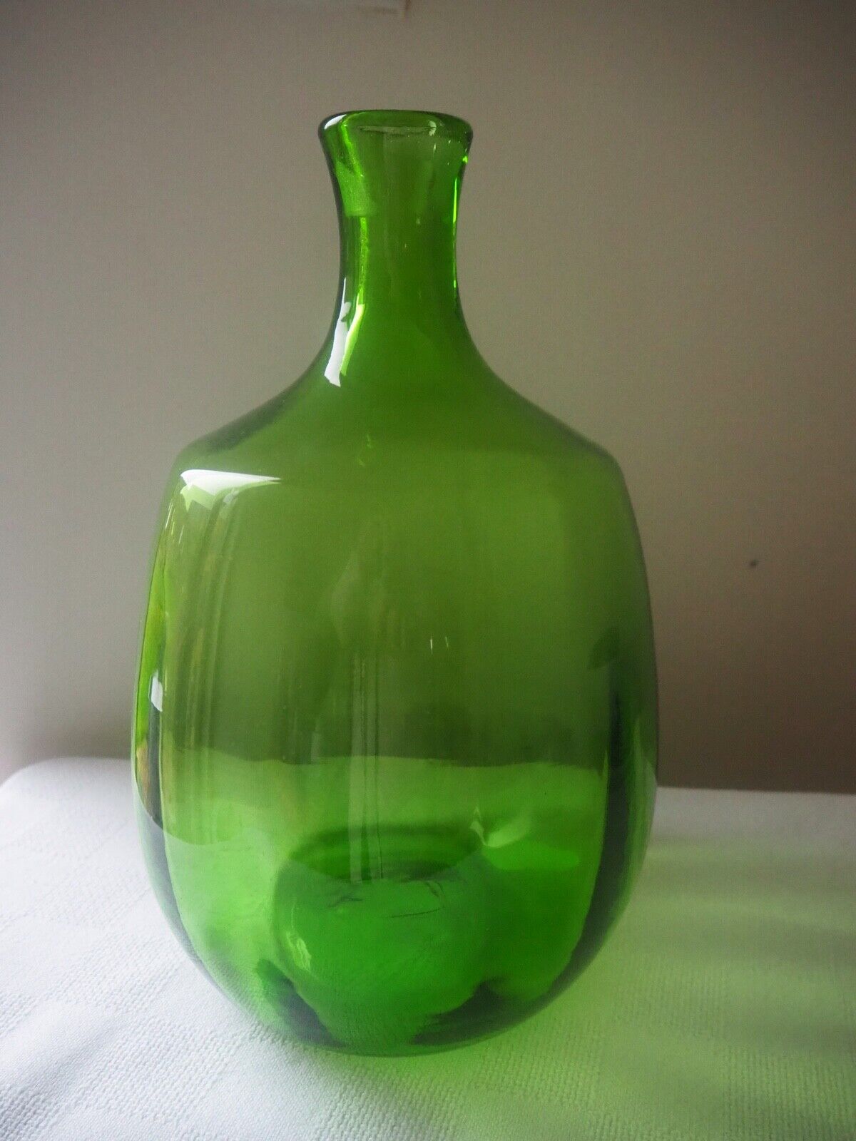 VINTAGE BLENKO GLASS 1960S GREEN BLENKO RIBBED DECANTER DESIGN BY JOHN NICKERSON