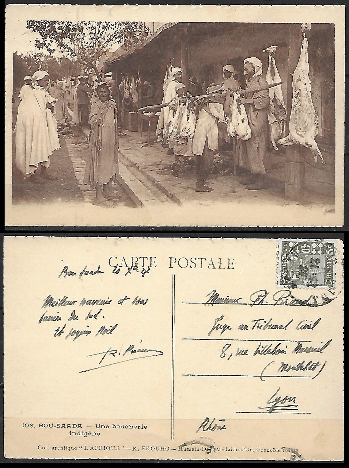 Postcard postcard indigenous butchery ALGERIA 1927 (ED)