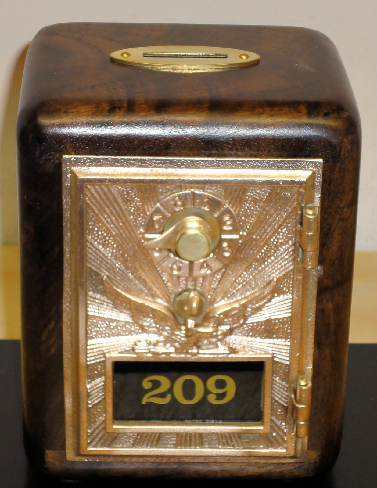 Antique P O Box Door Bank-Early 1900\'s Bronze-\