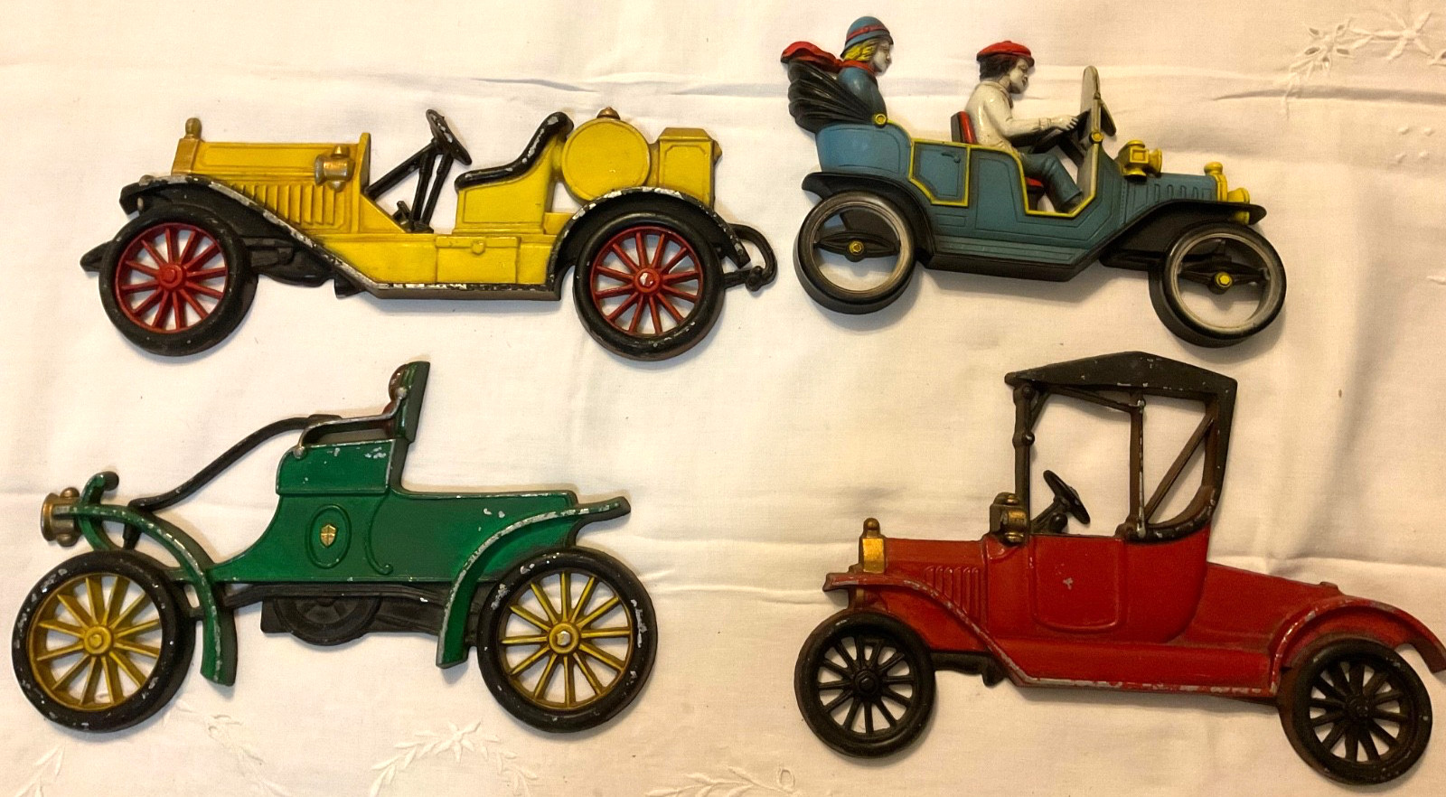 Vtg Midwest/Sexton Die Cast Metal Antique Race Cars Wall Hanging Decor Vtg Midwest/Sexton Die Cast Metal Antique Race Cars Wall Hanging Decor