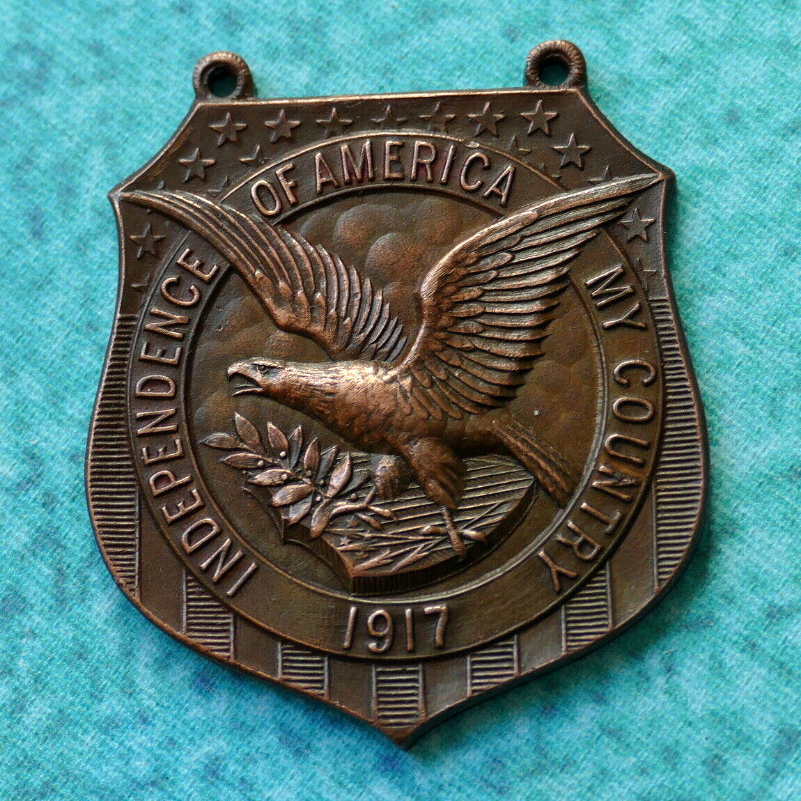 1917 WWI Bronze Badge Award Medal VTG Independence of America My Country Schwaab 1917 WWI Bronze Badge Award Medal VTG Independence of America My Country Schwaab