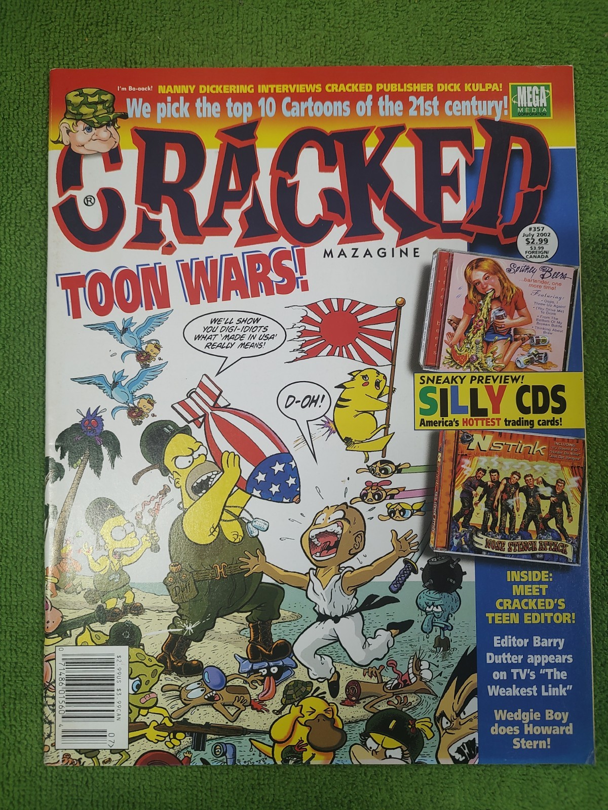 Vintage Cracked Magazine #357  July 2002 Toon Wars Simpsons Pokemon Powerpuff 