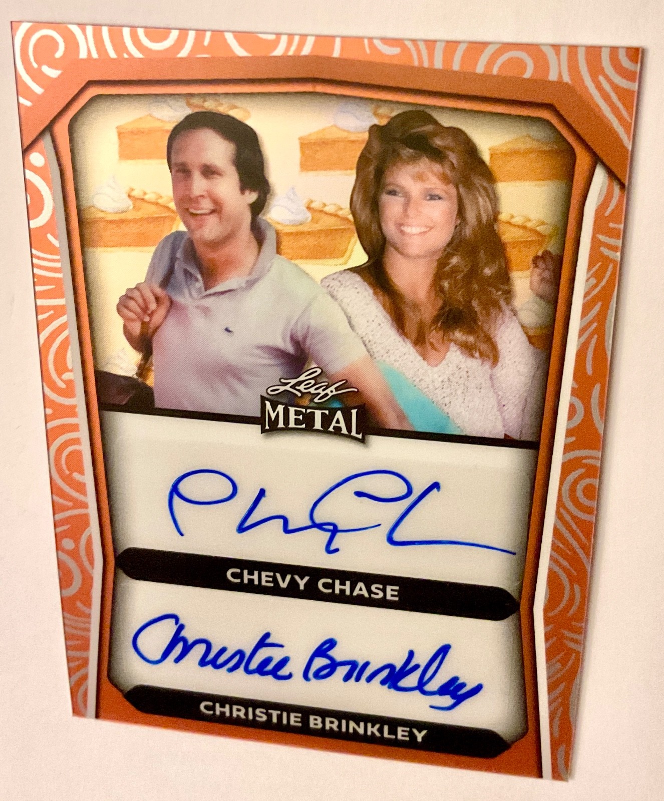 CHEVY CHASE CHRISTIE BRINKLEY VACATION AUTOGRAPH AUTO LEAF METAL pop century