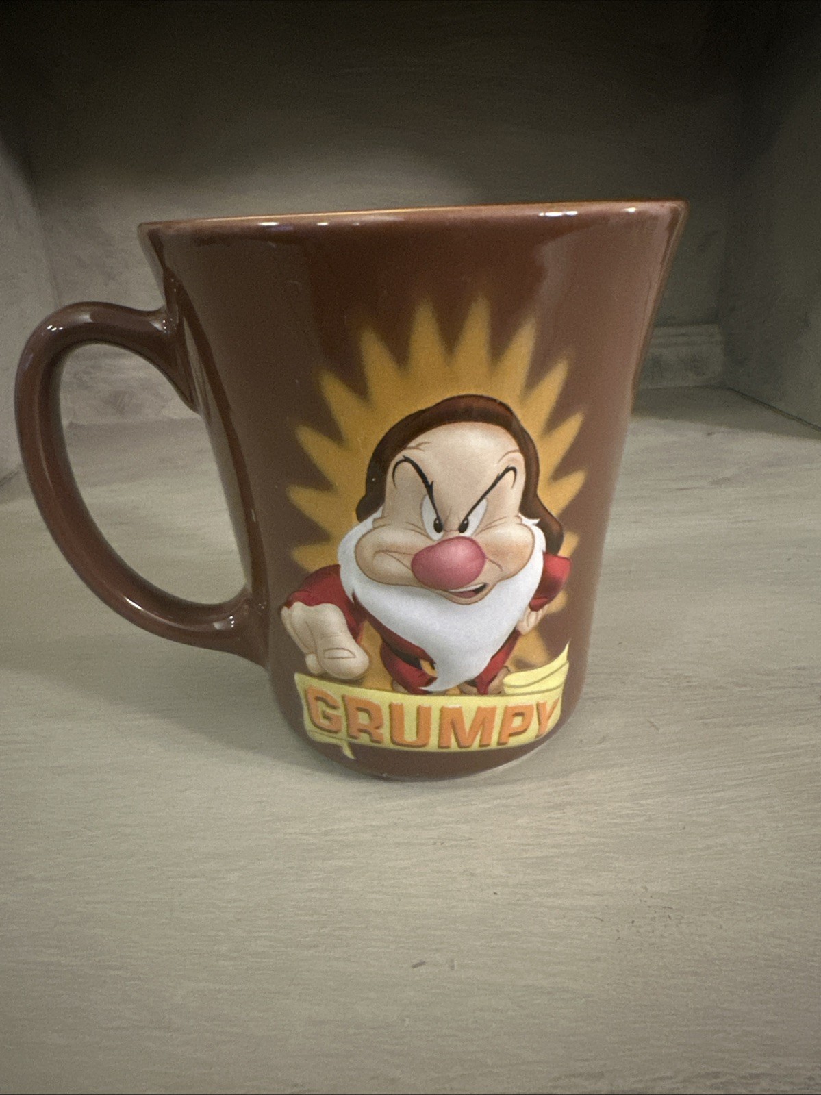 Vintage WALT DISNEY GRUMPY Embossed Coffee Cup - Mug