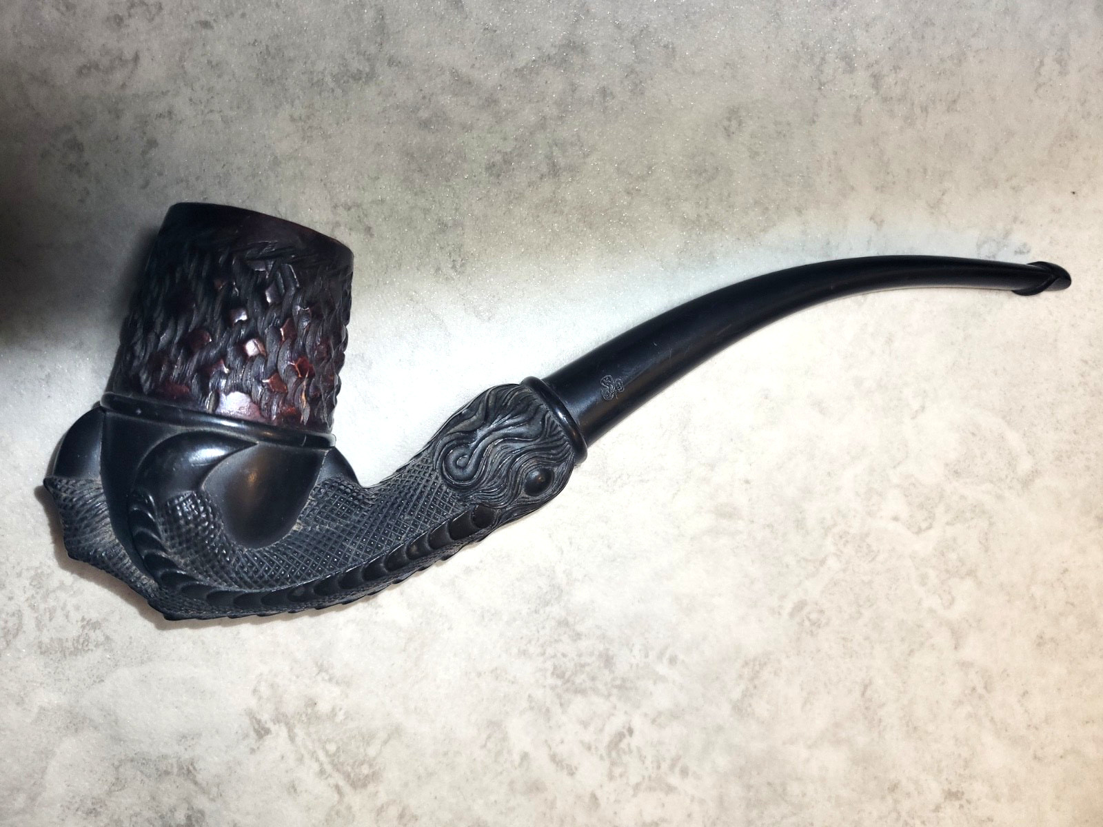 Antique KB&B Gutta Percha/Vulcanite Eagle Claw Estate Pipe w/Briar Bowl