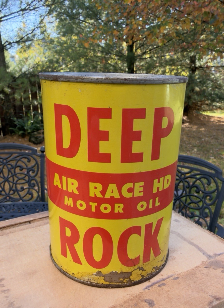 Vintage DEEP ROCK Air Race HD Motor Oil Can Gas Station Advertising Petroliana Vintage DEEP ROCK Air Race HD Motor Oil Can Gas Station Advertising Petroliana