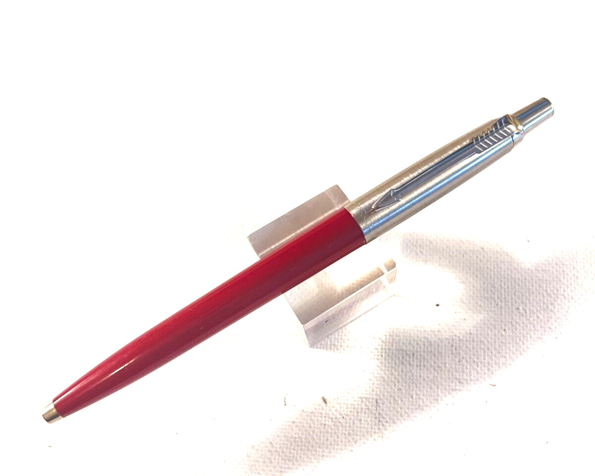 Vintage Red Parker Jotter Ball Pen USA Recessed button NICE Old Mark Excellent
