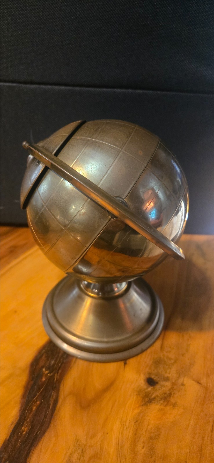 Vintage Mid Century MCM Brass Globe Stand Cigarette Dispenser Holder Ashtray 6''