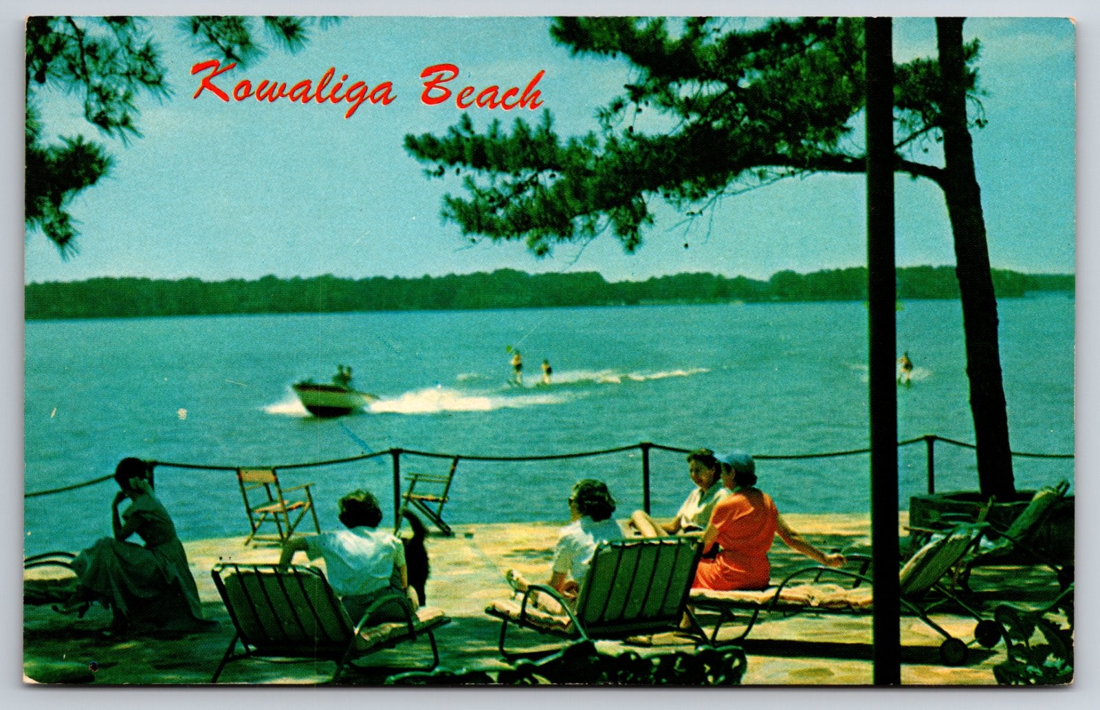 Kowaliga Beach Alabama Water Skiing Alexander City Eclectic Postcard